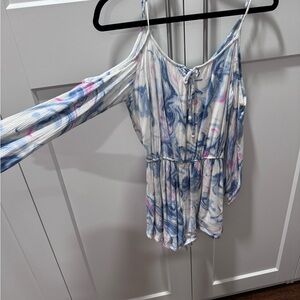 Hollister Blue and White Tie-Dye Romper